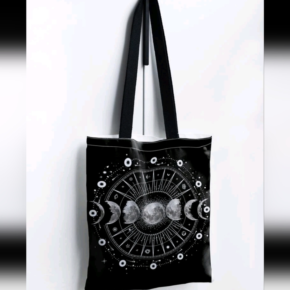 Star & Moon Graphic Shopping Tote Bag. New!